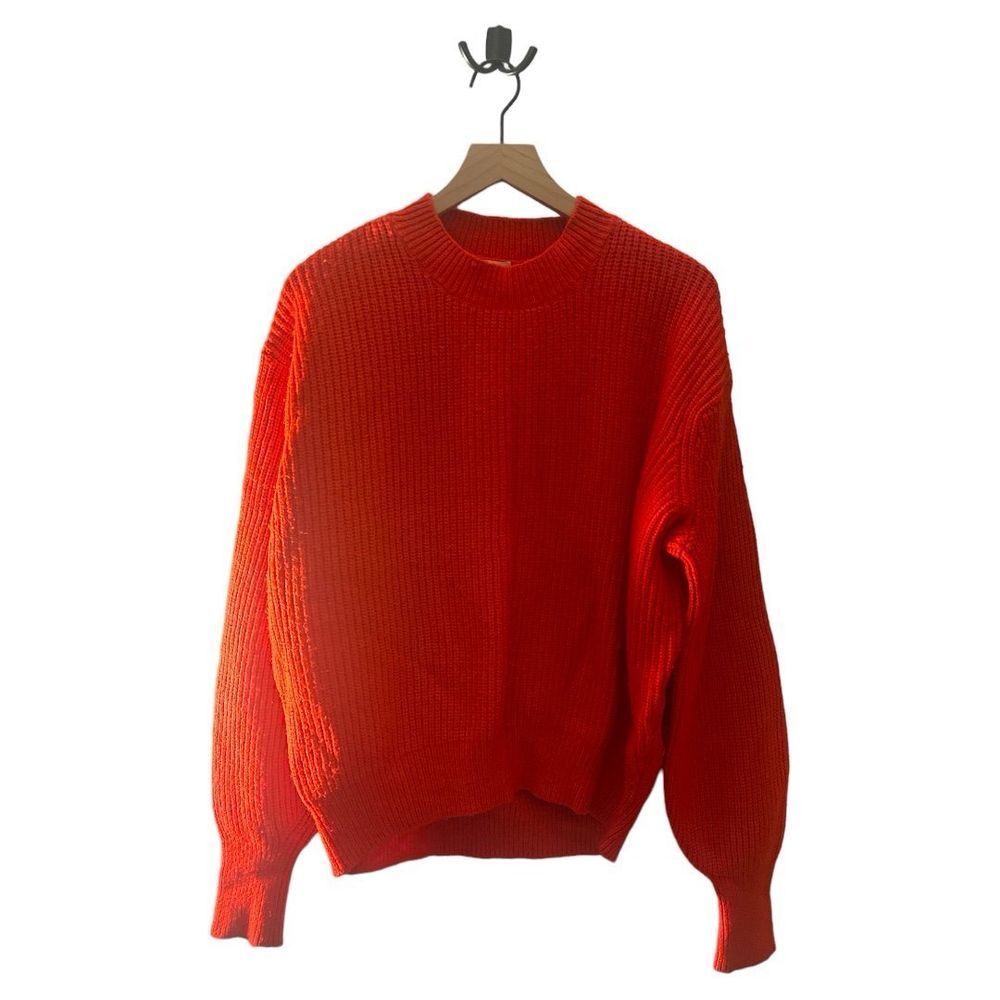 H&M Orange‎ Knit Sweater Mock Neck Long Sleeve Pullover Medium